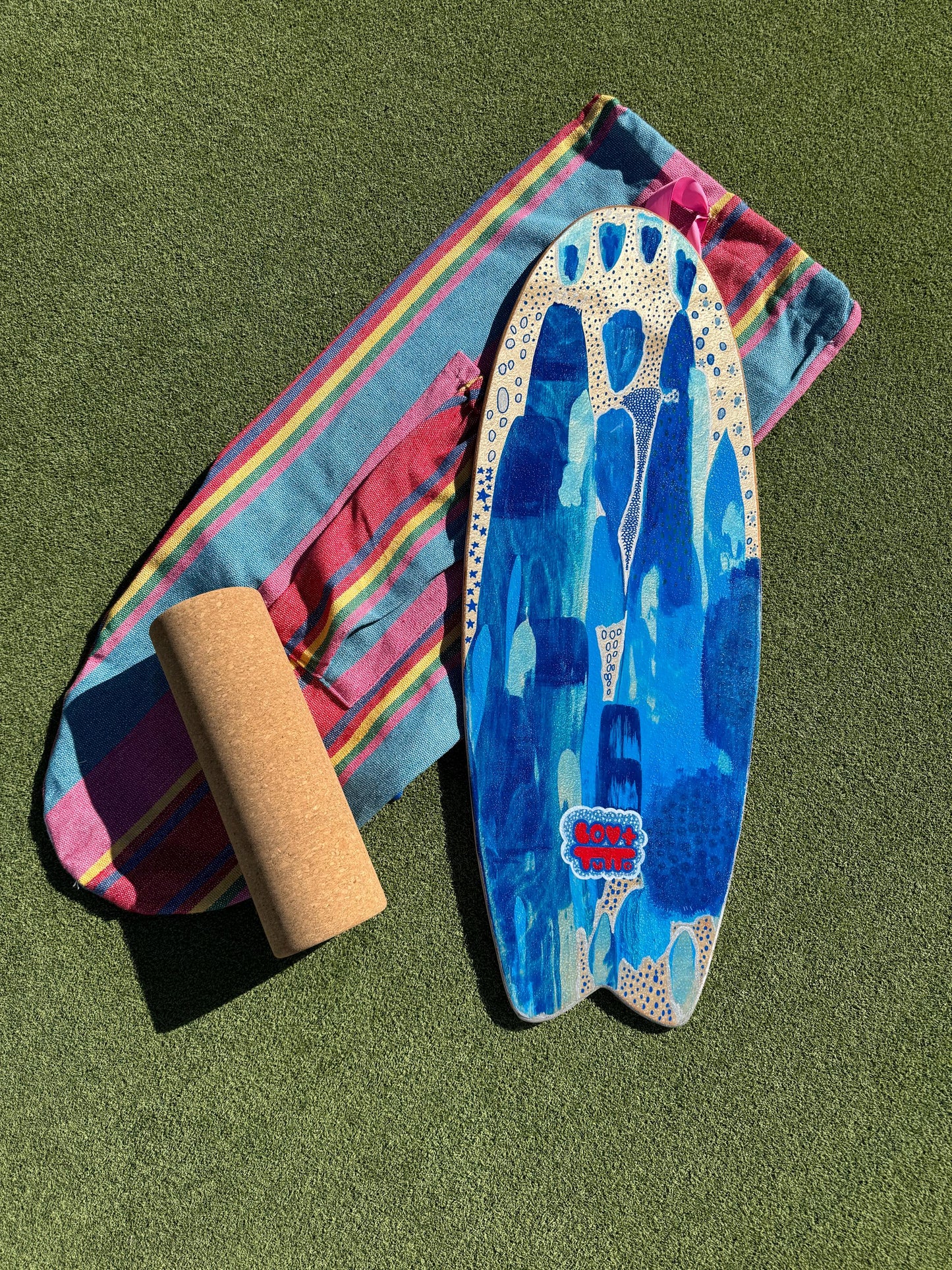 Blue Mountain - Handcrafted Art Balance Board with Roller and Backpack