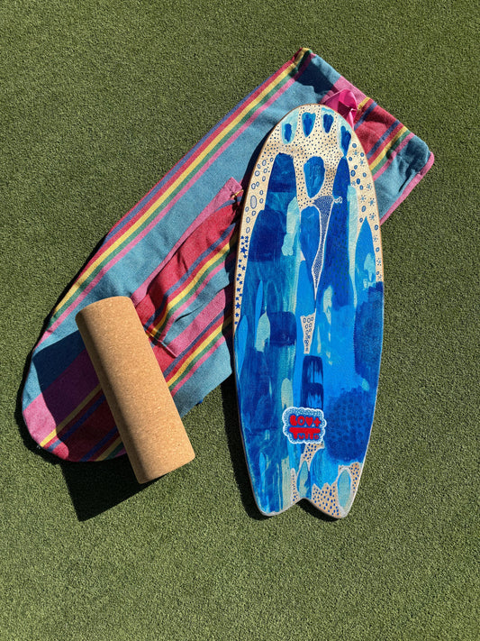 Blue Mountain - Handcrafted Art Balance Board with Roller and Backpack