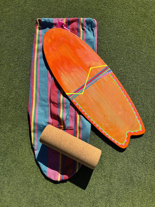 Orange County - Handcrafted Art Balance Board with Roller and Backpack