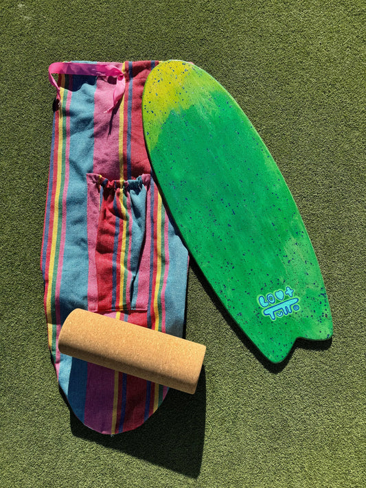 Sparkly Hulk - Handcrafted Art Balance Board with Roller and Backpack